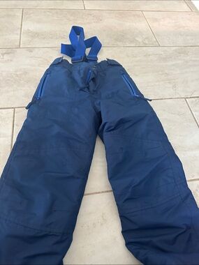 Boden Navy Blue Kids Snow Pants with Blue Suspenders